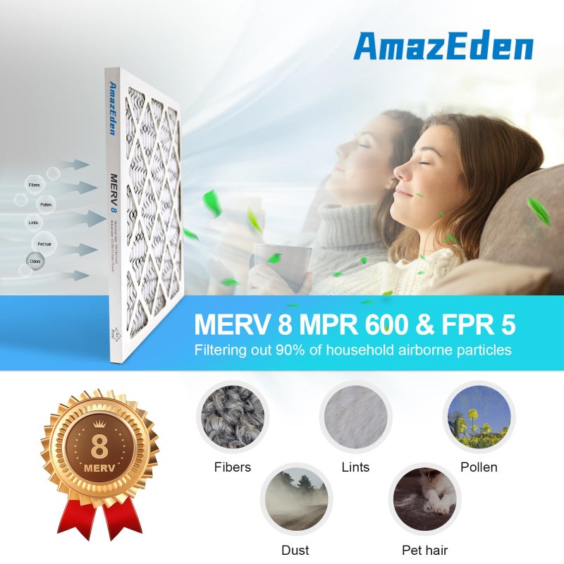 AmazEden 10x10x1 Air Filter (4-Pack) MERV 8 MPR 600 Pleated HVAC AC Furnace Air Filters Dust Defense Replacement (Exact Dimensions: 9.81x9.81x0.81 Inches) - Image 2